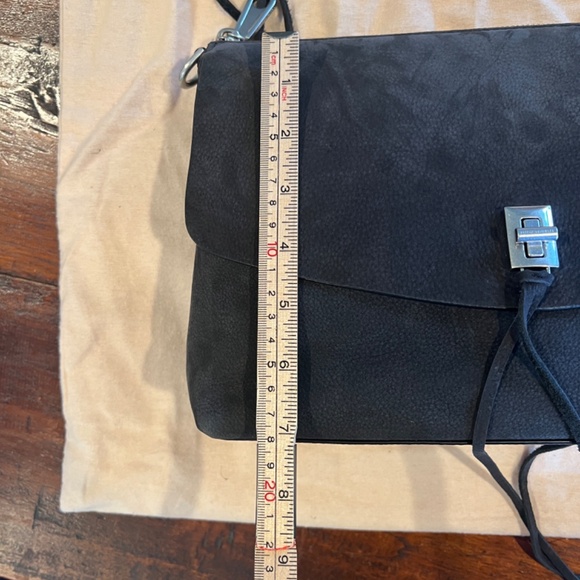 NWT $328 REBECCA MINKOFF Washed Black Suede Leather Darren Top Zip Shoulder Bag - Picture 13 of 14